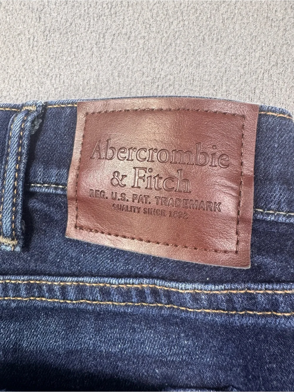 Abercrombie & Fitch Men’s Athletic Skinny Stretch Jeans, Dark Indigo Blue, 36x34